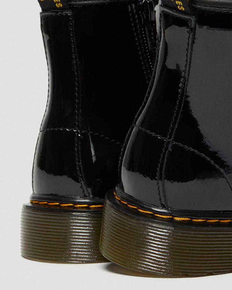 Black Kids' Dr Martens Junior 1460 Patent Leather Lace Up Boots | CA 685RVD